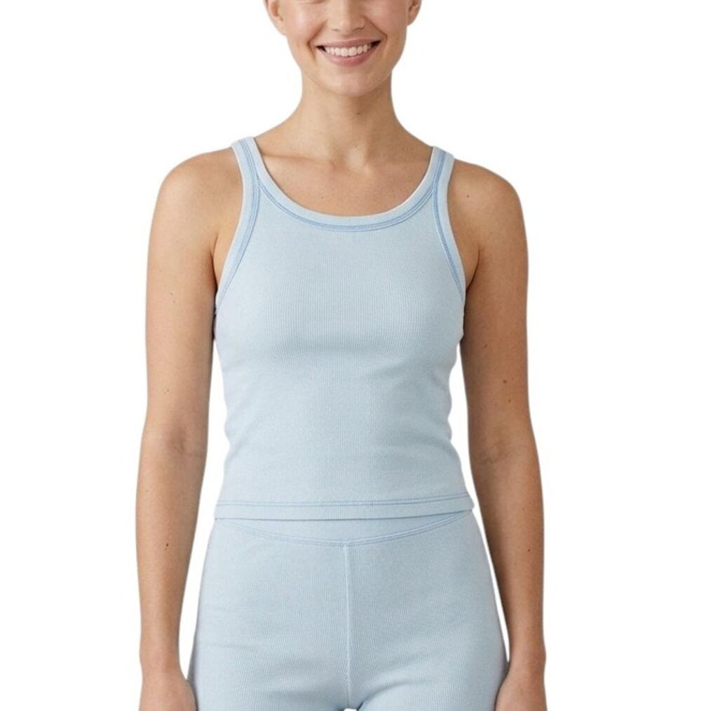 AE American Eagle True Tank Women's Light Blue Ribbed Scoop Neck XS NWT